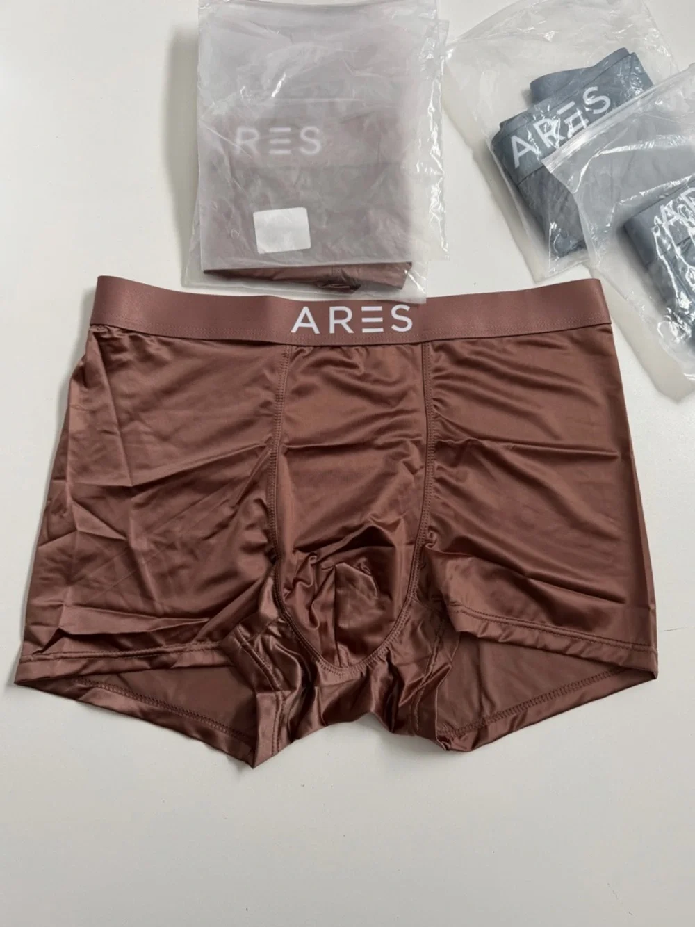 Ares Boxer Brief Silk Blend Lightweight Breathable 4 Way Stretch Blue Brown 6 Pk - Picture 3 of 15